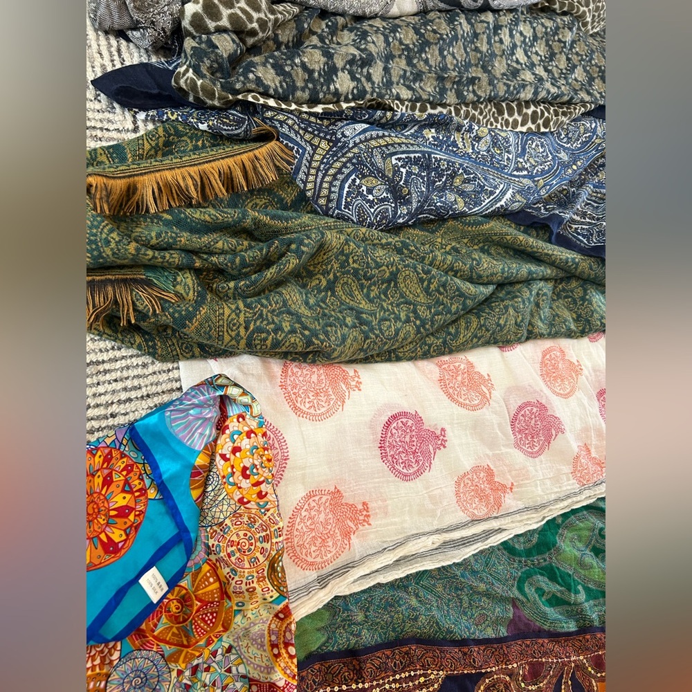 Mixed Pattern Scarf Bundle Boho Wrap Paisley & Fl… - image 7